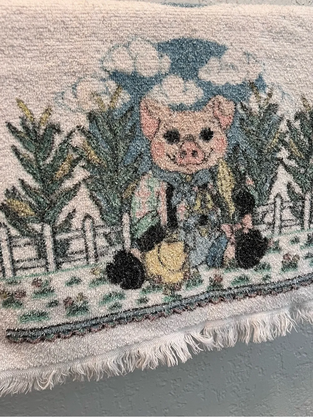 Vintage Cannon Gardening Pig Kitchen Hand Towel Farmhouse